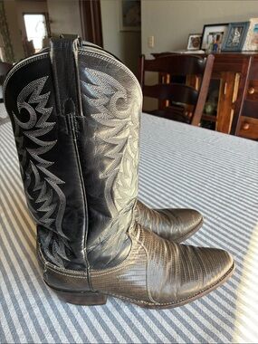 Dan Post Black Cowboy Boots with Silver Stitching